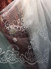 Tela de encaje de tul africano, tejido de red francés blanco con David-5736 de purpurina pegada para vestido de novia, a la venta 2024 - compra barato