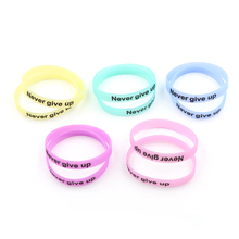 2Pcs Glow In Dark Silicone Rubber Elasticity Sport Wristband Never Give Up Print Unisex Cuff Bracelet Candy Color 2024 - buy cheap