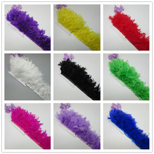 Yy-tesco-Cinta de plumas de pavo, 10 metros, mullido, hermoso, flecos, 10-15cm, adorno de plumas de pavo para carnaval, disfraces Diy 2024 - compra barato