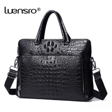 Real Cow Leather Men's Briefcase Luxury Crocodile Pattern Cowhide Leather Briefcase Male Shoulder Bag Commercial Business Bags 2024 - buy cheap