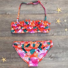 Trajes de baño de dos piezas para niñas pequeñas, conjunto de Bikini con estampado Floral, bañadores para niña pequeña, ropa de playa 2024 - compra barato