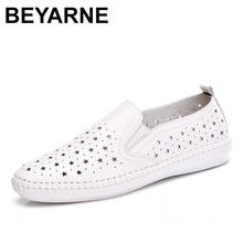 BEYARNE 2018 New Summer Women's Shoes Genuine Leather Flats Shoes Female Casual Flat Woman Loafers Leather Black Flat 2024 - buy cheap