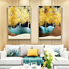 Abstract Painting Gold Minimalist Wall Art Lines Posters and Prints Decorative Wall Pictures For Living Room Decoration 2024 - buy cheap