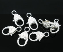 Cierres de langosta chapados en plata con forma de corazón, joyería de 25x13mm, J0256F, Envío Gratis, 50 Uds. 2022 - compra barato