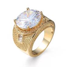 MxGxFam  Big White Zircon Rings Jewelry For Women  Gold color AAA+ Cubic Zircon 2024 - buy cheap