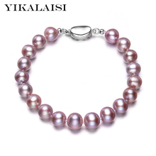 Yikalaisi 925 joia de prata esterlina, moderna, 8-9mm, pulseiras de pérola natural, 18cm, joia para mulheres 2024 - compre barato