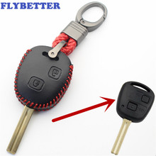 FLYBETTER Genuine Leather KeyChain 2Button Remote Key Case Cover For Lexus IS200/RX330/GX470 For Toyota Camry/Highlander L336 2024 - buy cheap