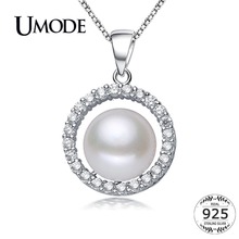 UMODE Natural Pearl Necklace Round Romantic Box Rope Link Chain Fashion Necklaces For Women 925 sterling Silver Jewelry AN0007 2024 - buy cheap