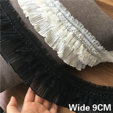 9CM Wide Exquisite 3D Pleated Chiffon Lace Cotton Embroidery Collar Neckline Lace Trim DIY Sewing Garment Dress Curtains Decor 2024 - buy cheap
