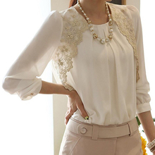 Women's Fashion Korean Style Summer Chiffon Lace Casual Blouse Shirt 2024 - buy cheap