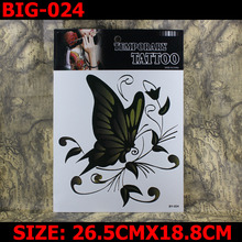 Gran Mariposa Negra tamaño grande 265 MM x 188 MM nuevo arte del cuerpo tatuaje temporal tatuaje exótico Sexy tatuaje tatuaje pegatinas 2024 - compra barato