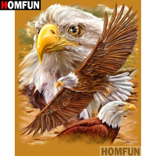 HOMFUN-pintura de diamante 5D DIY "Animal eagle", cuadrados o redondos de imitación bordado de diamantes, estilo punto de cruz 3D, decoración del hogar, A17512 2024 - compra barato