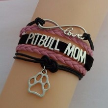 Love Pit Bull Mom Bracelets handmade Charm Dog Puppy Bracelets pitbull bangles 2024 - buy cheap
