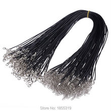 Black Wax Leather Cord Chains Necklace Rope Lobster Clasp Cuerda Accessories For Jewelry 1.5mm 18inch 100pcs/lot 2024 - buy cheap