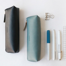 Coloffice Leather Simple Style Pencil Bag Students Desktop Stationery Storage Bag Creative Korean Pencil Case School Supplies 2024 - buy cheap
