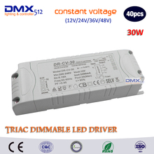 DHL free shipping 40PCS 30W ( DC12V/24V/36V/48V)  triac dimmable constant voltage led driver,AC90-130V/AC180-240V input 2024 - buy cheap