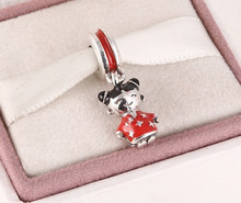 Berloque de prata esterlina 925 para pulseiras, pingente vermelho esmaltado estilo pandora 2024 - compre barato