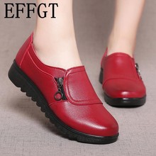 EFFGT-zapatos planos de cuero suave con punta redonda para mujer, calzado informal, con cremallera lateral, Oxford, para madres 2024 - compra barato