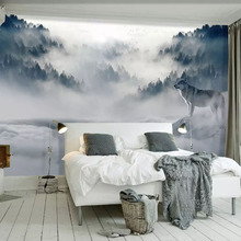 Custom Mural Wallpaper 3D Mountain Fog Forest Wolf Animal Wall Painting Photo Wallpaper For Living Room Bedroom Decor Sticker 2024 - buy cheap