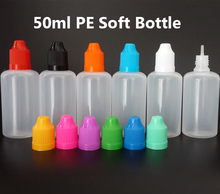 50pcs/lot,  Mix Colors 50ml Empty Plastic Dropper Bottle E Liquid Juice Refillable Vials With Childproof Cap And Long Thin Tip 2024 - buy cheap
