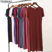 TEXIWAS Summer Beach Dress Women Modal Casual   Plus Size Dress Female Loose Office lady Maxi Sundress A line dress Vestidos 2024 - buy cheap