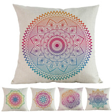 Gradient Color Mandala Pattern Linen Throw Pillow Case Home Sofa Room Decoration Cushion Cover Buddhism Religious belief 2024 - buy cheap