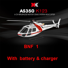 Xk k123 bnf 1 (com duas baterias), sem controle remoto 6 canais, sistema as350 3d6g, helicóptero rc 2024 - compre barato