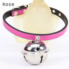 Hot big bell puppy PU leather Candy color small pet dog collar S M small cat collar with bell adjustable size collar cat pet 2024 - buy cheap