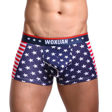 Cuecas masculinas estampadas com bandeira, cueca boxer macia e respirável com cintura média, roupa de baixo para homens 2024 - compre barato