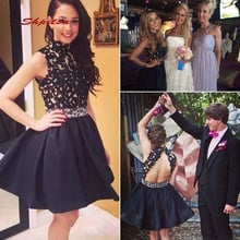 Black Short Lace Homecoming Dresses Women Crystals Plus Size 8th Grade Little Semi Cocktail Prom Graduation Dress 2024 - buy cheap