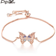 Pipitree lindo oco borboleta pulseira femme zircônia cúbica rosa cor de ouro corrente ajustável feminino charme pulseiras jóias 2024 - compre barato