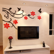 Adesivo de parede em acrílico flor videira, faça você mesmo, decoração de parede para tv, sofá, arte de casa, à prova d'água 2024 - compre barato