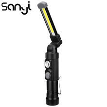 SANYI-lámpara LED COB para acampada, linterna portátil de 5 modos con batería integrada de 123, recargable por USB para caza y senderismo 2024 - compra barato