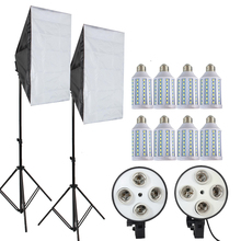 Photo Studio 8PCS 220V 35W LED Bulbs 50*70cm Continuous Lighting Softbox for 4 in 1 Socket E27 Light Lamp with 2M light Stand 2024 - buy cheap