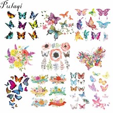 Pulaqi-Parches de vinilo de flores y mariposas para niños, Transferencia Térmica de calor, bricolaje, para camisetas, decoración de ropa F 2024 - compra barato