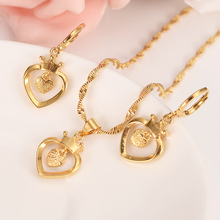 gold Necklace Earring Set Women Party Gift Dubai love heart  crownJewelry Sets  bridal party  gift DIY charms  girls kid Jewelry 2024 - buy cheap