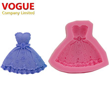 Vestido de Princesa 3D Molde de Silicone Fondant de Decoração Do Bolo Açúcar Ferramentas Ofício Cozimento N2337 2024 - compre barato