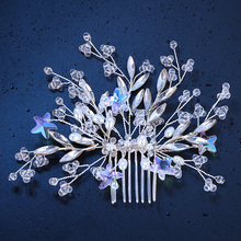Moda cor de prata bonito tiara jóias de cabelo pérolas estrelas de cristal pentes de cabelo pinos artesanal feminino casamento acessórios de cabelo 2024 - compre barato