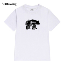 Camisetas de algodón con estampado de oso para mujer, Hipster Camisetas estampadas, ropa de talla grande, envío directo 2024 - compra barato