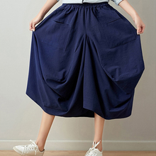 2019 Summer Women Cotton and Linen Long Skirts Elastic Waist Maxi Skirts Loose Large Size Beach Boho Vintage Skirts Faldas Saia 2024 - buy cheap