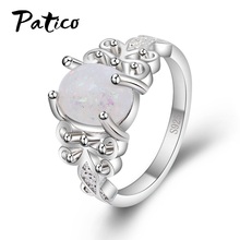 Anillos de dedo ovalados para mujer, arcoíris blancos naturales para boda, de alta calidad, a la moda, gran oferta 2024 - compra barato