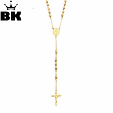 NEW Catholic Madonna Goddness Guadalupe Rosary bead Necklace Gold Color Jewelry Jesus Crucifix Cross Pendant 2024 - buy cheap