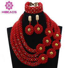 Best Selling Red African Wedding Crystal Jewelry Set for Women New Bridal Inspiration Events Jewelry Free Shipping WD530 2024 - buy cheap