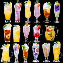 Coctail-taza de vidrio para cóctel, vaso de vidrio creativo para zumo, arena, taza para helado, agitador de leche, fruta, té, de verano 2024 - compra barato