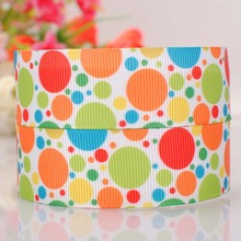 50yards 1 " 25 mm colorful circle pattern printed cartoon DIY handmade hairbow grosgrain ribbon free shipping 2024 - buy cheap