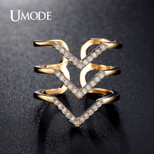 UMODE Latest Chevron Design Resized Ring Micro CZ Pave Rings Gold Color Jewelry for Women Anillos Bague Femme UR0360A 2024 - buy cheap