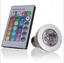 LED 16 Colour RGB Spotlight E27/GU10 AC: 86-265V MR16 DC:12V RGB Colourful Lamp LED 3W Lighting +24 Key IR Remote Control 2024 - buy cheap