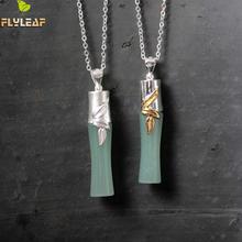 925 prata esterlina natural verde jade bambu colares & pingentes para mulher original artesanal senhora fina jóias flyleaf 2024 - compre barato