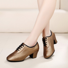 USHINE-zapatos de tacón de BD-83 para mujer, calzado de baile latino, de piel auténtica, suave, 5 cm 2024 - compra barato