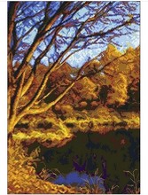 Pacote de bordado venda quente melhor qualidade kits ponto cruz twilight lake tree frete grátis 2024 - compre barato